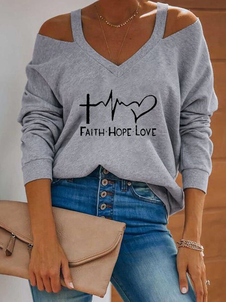 Faith Hope Love Printed Casual V Neck Long Sleeve Sweatshirt, Gray, Hoodies & Sweatshirts
Faith Hope Love Printed Casual V Neck Long Sleeve Sweatshirt, Gray, Hoodies & Sweatshirts