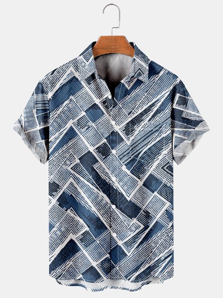 Men's Vintage Geometric Pattern Print Short Sleeve Shirt, Blue, Men's Floral shirt
Men's Vintage Geometric Pattern Print Short Sleeve Shirt, Blue, Men's Floral shirt