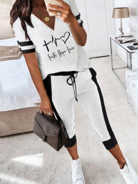 Letter Color Block Casual Cotton Blends Suits, Black-white, Two-piece Outfits
Letter Color Block Casual Cotton Blends Suits, Black-white, Two-piece Outfits