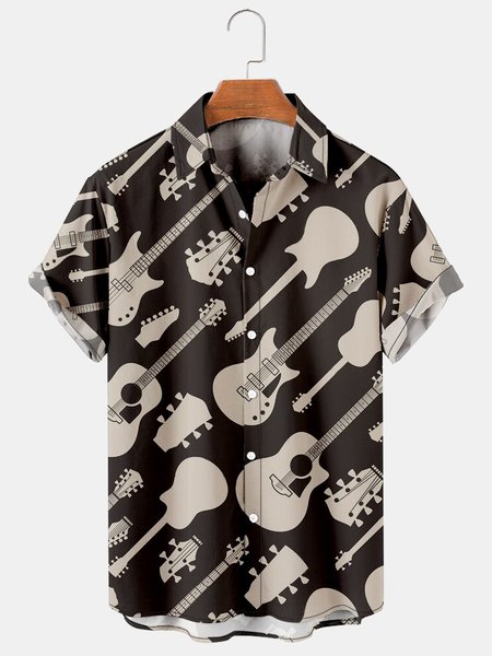 Men's Vintage Guitar Pattern Casual Print Loose Short Sleeve Shirt, Black, Men's Floral shirt
Men's Vintage Guitar Pattern Casual Print Loose Short Sleeve Shirt, Black, Men's Floral shirt