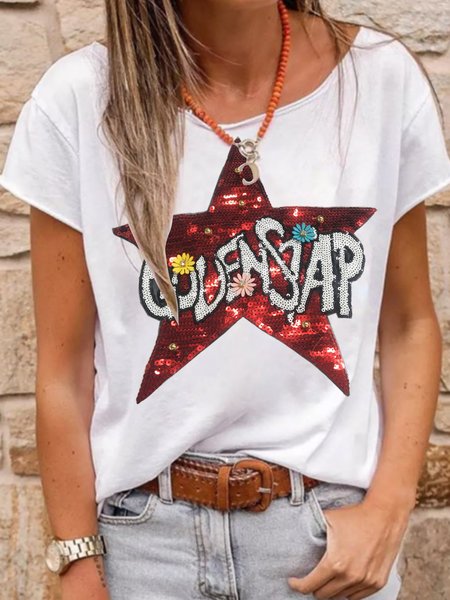 Loosen Vacation Crew Neck Shirts & Tops Plus Size Gliter Sequins, White, T-Shirts
Loosen Vacation Crew Neck Shirts & Tops Plus Size Gliter Sequins, White, T-Shirts