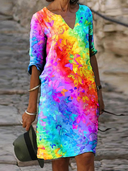 Casual Vacation Cotton Blends Butterfly Half sleeve Knee Dresses, Multicolor, Floral Dresses
Casual Vacation Cotton Blends Butterfly Half sleeve Knee Dresses, Multicolor, Floral Dresses