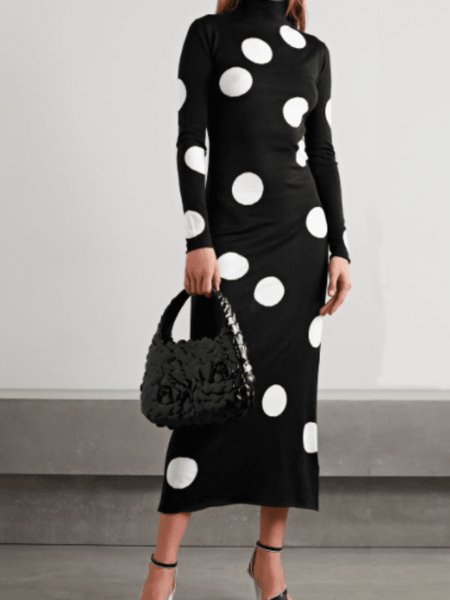 Spring Polka Dots Slim Fit Elegant Lightweight Date Long sleeve Knit Dress, Black, Midi Dresses
Spring Polka Dots Slim Fit Elegant Lightweight Date Long sleeve Knit Dress, Black, Midi Dresses