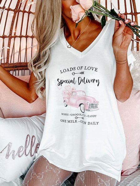 Letter Nostalgic Car Print Casual V-Neck Loose Tank Top, White, Tanks & Camis
Letter Nostalgic Car Print Casual V-Neck Loose Tank Top, White, Tanks & Camis