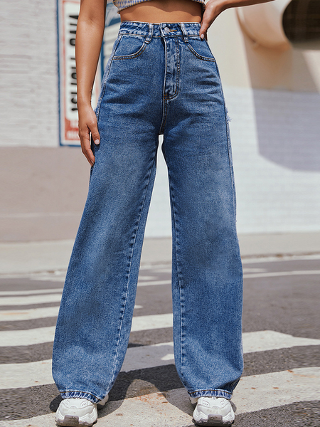 Casual Loosen Denim Pants, Blue, Jeans