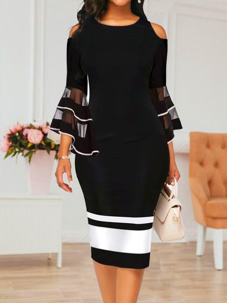 Stretch Skinny Hip Black and White Patchwork High Mesh Ruffle Sleeve Dress, Formal Dresses
Stretch Skinny Hip Black and White Patchwork High Mesh Ruffle Sleeve Dress, Formal Dresses