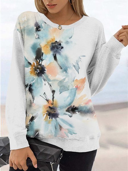 Crew Neck Vacation Cotton Blends Sweatshirt Floral, Blue, Sweatshirts & Hoodies
Crew Neck Vacation Cotton Blends Sweatshirt Floral, Blue, Sweatshirts & Hoodies