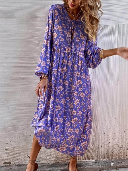 Plus Size Floral Casual Crew Neck Loosen Long Sleeve Dresses, Purple, Maxi Dresses
Plus Size Floral Casual Crew Neck Loosen Long Sleeve Dresses, Purple, Maxi Dresses