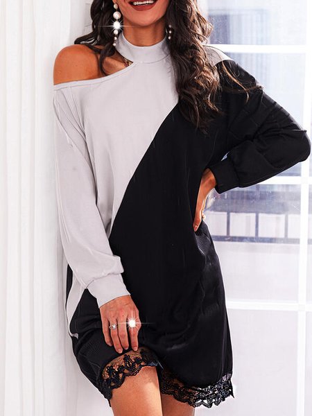 Cotton Blends Casual Dresses, Black, Casual Dresses