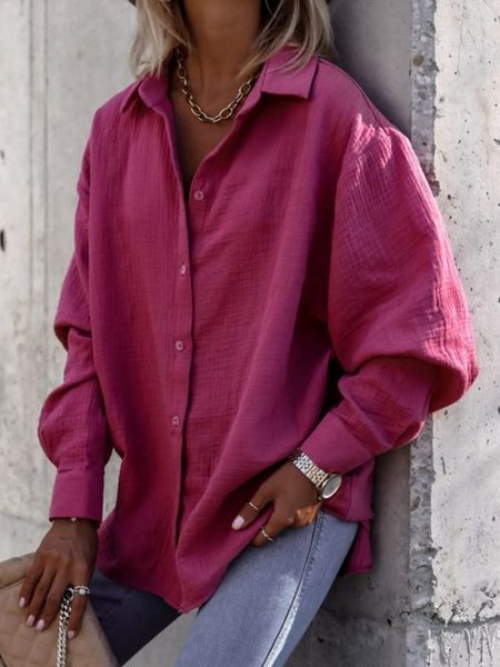 Plus Size Casual Solid Lapel Loosen Long Sleeve Shirts & Tops, Rose red, Blouses & Shirts
Plus Size Casual Solid Lapel Loosen Long Sleeve Shirts & Tops, Rose red, Blouses & Shirts