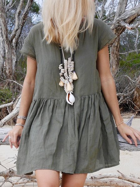 Plus Size Casual Solid Crew Neck Loosen Short Sleeve Short sleeve Woven Dress, Green, Mini Dresses
Plus Size Casual Solid Crew Neck Loosen Short Sleeve Short sleeve Woven Dress, Green, Mini Dresses