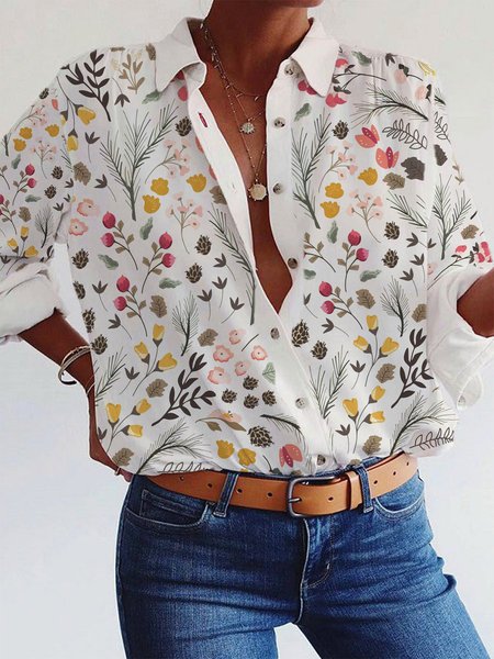 Polyester Cotton Casual Shirts & Tops, White, Blouses & Shirts