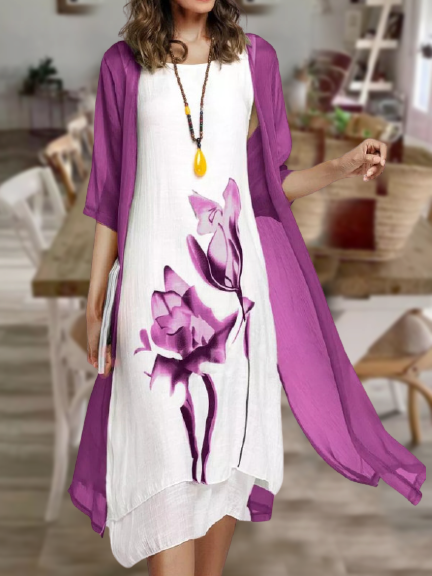 Sun Protection Loose Floral Dress Two Piece Maxi Dress Casual Floral Suits, Purple, Midi Dresses
Sun Protection Loose Floral Dress Two Piece Maxi Dress Casual Floral Suits, Purple, Midi Dresses