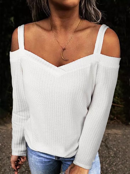 Cotton Blends Loosen Casual Long Sleeves Solid Spaghetti T-shirt Shirts & Tops, White, T-Shirts
Cotton Blends Loosen Casual Long Sleeves Solid Spaghetti T-shirt Shirts & Tops, White, T-Shirts
