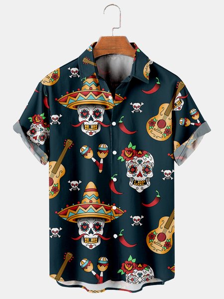 Men's Vintage Skull Pattern Casual Print Loose Short Sleeve Shirt, As picture, Men's Floral shirt
Men's Vintage Skull Pattern Casual Print Loose Short Sleeve Shirt, As picture, Men's Floral shirt
