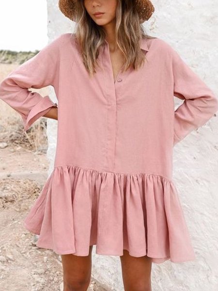 Plus Size Casual Lapel Solid Long Sleeve Long sleeve Woven Dress, Pink, Midi Dresses
Plus Size Casual Lapel Solid Long Sleeve Long sleeve Woven Dress, Pink, Midi Dresses