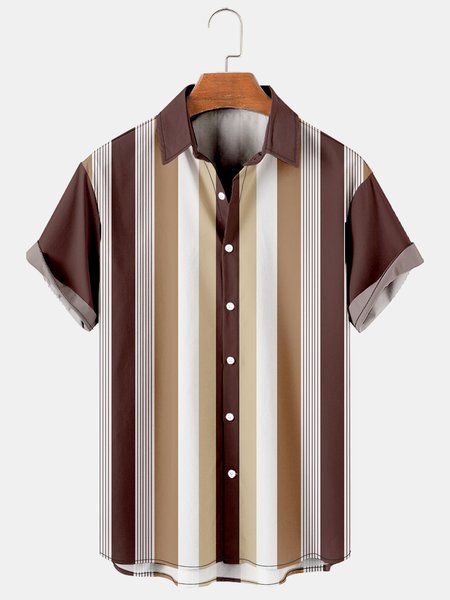 Mens Vintage Striped Casual Breathable Short Sleeve Hawaiian Shirts, Brown, Men's Floral shirt
Mens Vintage Striped Casual Breathable Short Sleeve Hawaiian Shirts, Brown, Men's Floral shirt