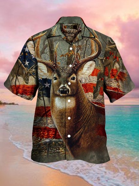 Mens Rangifer Tarandus American Flag Print Casual Breathable Short Sleeve Hawaiian Shirts, Khaki, Men's Floral shirt
Mens Rangifer Tarandus American Flag Print Casual Breathable Short Sleeve Hawaiian Shirts, Khaki, Men's Floral shirt
