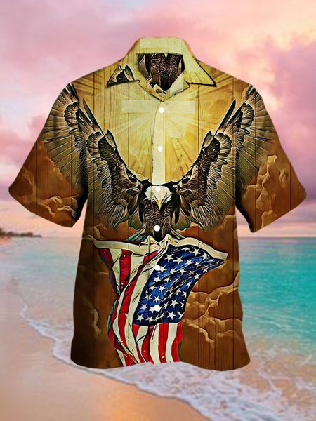 Mens Eagle Old Glory Print Casual Breathable Short Sleeve Hawaiian Shirts, Khaki, Men's Floral shirt
Mens Eagle Old Glory Print Casual Breathable Short Sleeve Hawaiian Shirts, Khaki, Men's Floral shirt
