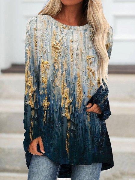 Casual Ombre Abstract Graffiti Shirts & Tops Plus Size, Grey-blue, Long sleeve tops
Casual Ombre Abstract Graffiti Shirts & Tops Plus Size, Grey-blue, Long sleeve tops