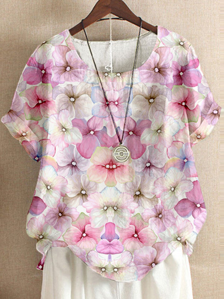 Pink Gradient Fantasy Floral Print Short Sleeve Cotton Linen Top Vacation Short sleeve tops, Blouses & Shirts
Pink Gradient Fantasy Floral Print Short Sleeve Cotton Linen Top Vacation Short sleeve tops, Blouses & Shirts