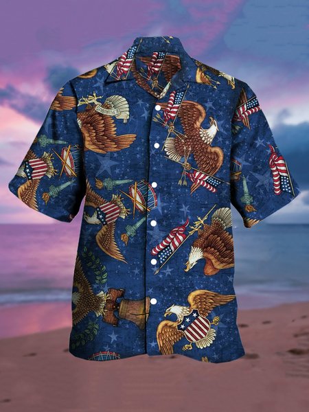 Men's Flag Print Casual Breathable Short Sleeve Hawaiian Shirt, Blue, Men's Floral shirt
Men's Flag Print Casual Breathable Short Sleeve Hawaiian Shirt, Blue, Men's Floral shirt
