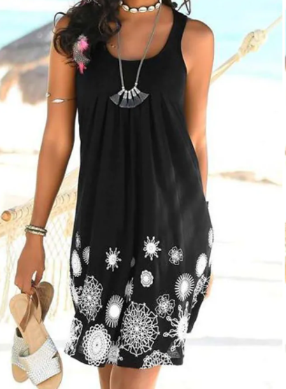 Sleeveless Floral Ethnic Pattern Crew Neck Casual Resort Dress U-Neck Vacation Floral Dresses, Black, Dresses
Sleeveless Floral Ethnic Pattern Crew Neck Casual Resort Dress U-Neck Vacation Floral Dresses, Black, Dresses