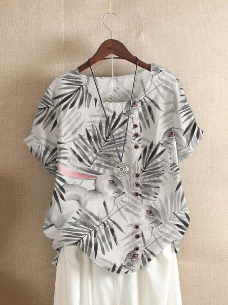 Easter Cotton Blends Animal Casual Shirts & Tops, Gray, Shirts & Blouses