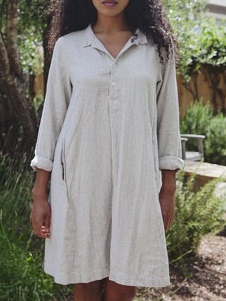 Plain Long Sleeve Buttoned Plus Size Casual Shirt Long sleeve Woven Dress, Gray, Mini Dresses
Plain Long Sleeve Buttoned Plus Size Casual Shirt Long sleeve Woven Dress, Gray, Mini Dresses
