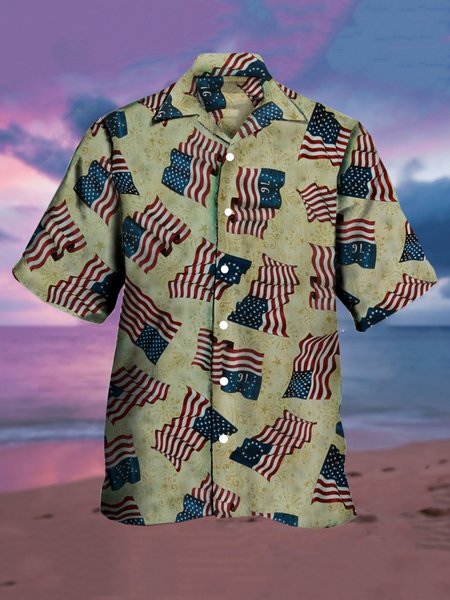 Men's Flag Print Casual Breathable Short Sleeve Hawaiian Shirt, Yellow, Men's Floral shirt
Men's Flag Print Casual Breathable Short Sleeve Hawaiian Shirt, Yellow, Men's Floral shirt