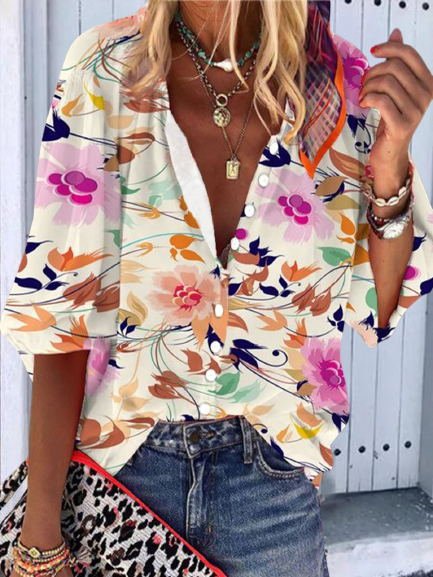 Floral 3/4 Sleeves Buttoned Plus Size Casual Shirt Tops, Multicolor, Blouses & Shirts
Floral 3/4 Sleeves Buttoned Plus Size Casual Shirt Tops, Multicolor, Blouses & Shirts