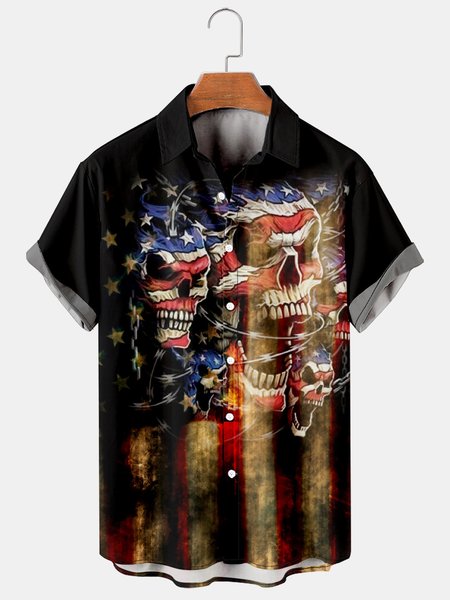 Men's Flag Print Casual Breathable Short Sleeve Hawaiian Shirt, Blue, Men's Floral shirt 
Men's Flag Print Casual Breathable Short Sleeve Hawaiian Shirt, Blue, Men's Floral shirt