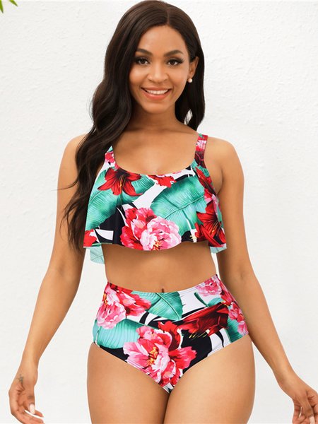 Floral Print Split Camisole Ruffle Hem High Waist Swimsuit Bikini Plus Size, Color4, swimwear>>Tankinis
Floral Print Split Camisole Ruffle Hem High Waist Swimsuit Bikini Plus Size, Color4, swimwear>>Tankinis