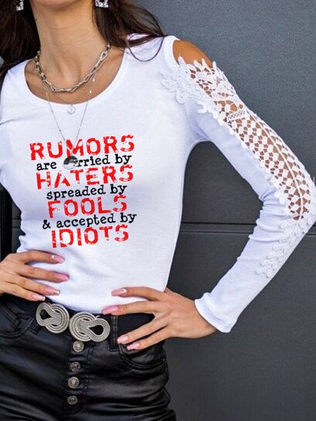 Casual Letter Printed Cotton Blends Crew Neck Hollow Out Regular Fit Shirts & Tops, White, T-Shirts
Casual Letter Printed Cotton Blends Crew Neck Hollow Out Regular Fit Shirts & Tops, White, T-Shirts