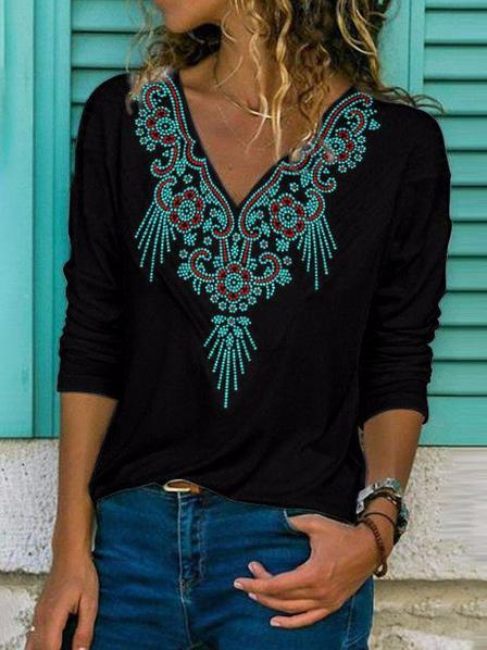 V neck Rhinestone Plain Casual Regular Fit Shirts & Tops, Black, Long sleeve tops
V neck Rhinestone Plain Casual Regular Fit Shirts & Tops, Black, Long sleeve tops