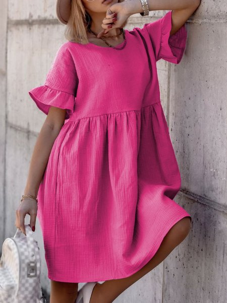 Plus Size Casual Solid Loosen Crew Neck Short Sleeve Short sleeve Woven Dress, Rose red, Mini Dresses
Plus Size Casual Solid Loosen Crew Neck Short Sleeve Short sleeve Woven Dress, Rose red, Mini Dresses