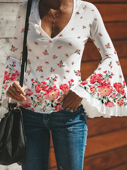 Floral V-Neck Flared Sleeve Resort Shirt Flare Sleeve Boho Floral Long sleeve tops, White, Long sleeve tops
Floral V-Neck Flared Sleeve Resort Shirt Flare Sleeve Boho Floral Long sleeve tops, White, Long sleeve tops
