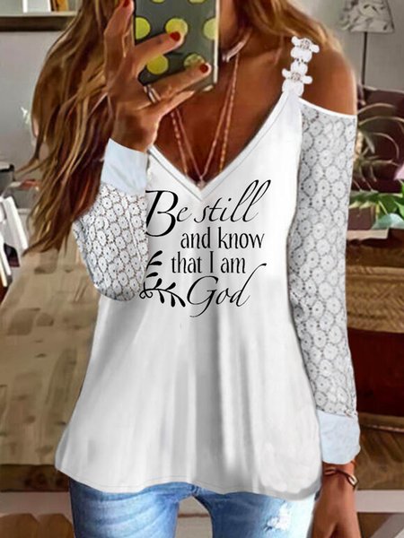 Letter Printed Casual Loosen Cotton Blends V Neck Long Sleeve T-shirt, White, T-Shirts
Letter Printed Casual Loosen Cotton Blends V Neck Long Sleeve T-shirt, White, T-Shirts