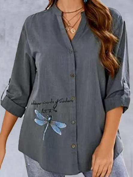 Dragonfly Casual Letter Cotton Blends Long Sleeve Blouse, Gray, Blouses & Shirts
Dragonfly Casual Letter Cotton Blends Long Sleeve Blouse, Gray, Blouses & Shirts