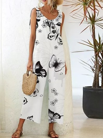 Crew Neck Butterfly Vacation Tank Jumpsuit & Romper, White, Jumpsuits&Rompers
Crew Neck Butterfly Vacation Tank Jumpsuit & Romper, White, Jumpsuits&Rompers