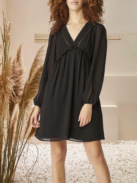 Black Party V-Neck Cutout Lace Panel Dress Long Sleeve A Swing Dress, Dresses
Black Party V-Neck Cutout Lace Panel Dress Long Sleeve A Swing Dress, Dresses