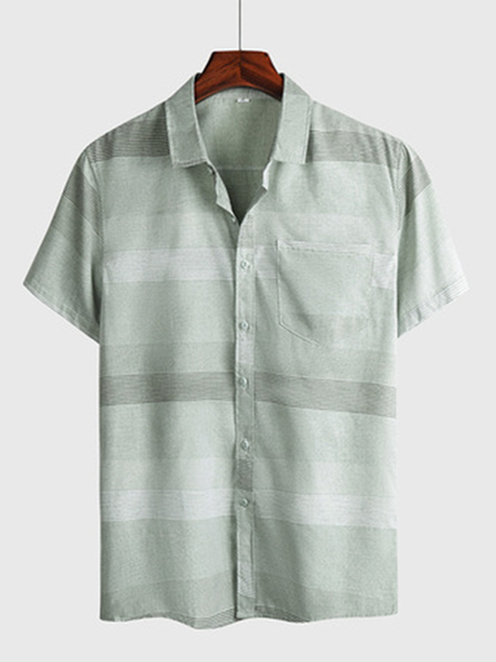 Recreational Style Green Men Striped Shirts With Short Sleeves, Lightblue, Shirts & Blouse
Recreational Style Green Men Striped Shirts With Short Sleeves, Lightblue, Shirts & Blouse