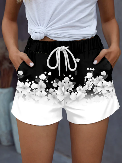 Black and White Gradient Floral Pattern Casual Sports Shorts Loosen Pants, Shorts
Black and White Gradient Floral Pattern Casual Sports Shorts Loosen Pants, Shorts
