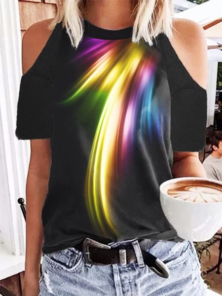 Aurora Printed Casual Off The Shoulder Short Sleeve Loosen T-Shirt, Black, T-Shirts
Aurora Printed Casual Off The Shoulder Short Sleeve Loosen T-Shirt, Black, T-Shirts