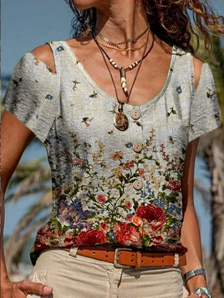 Crew Neck Floral Cotton Blends Short sleeve tops, Multicolor, T-Shirts
Crew Neck Floral Cotton Blends Short sleeve tops, Multicolor, T-Shirts