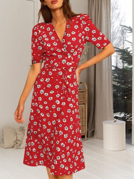 Vacation floral Regular Fit short sleeve V Neck women Short sleeve women Dress, Red, Dresses
Vacation floral Regular Fit short sleeve V Neck women Short sleeve women Dress, Red, Dresses