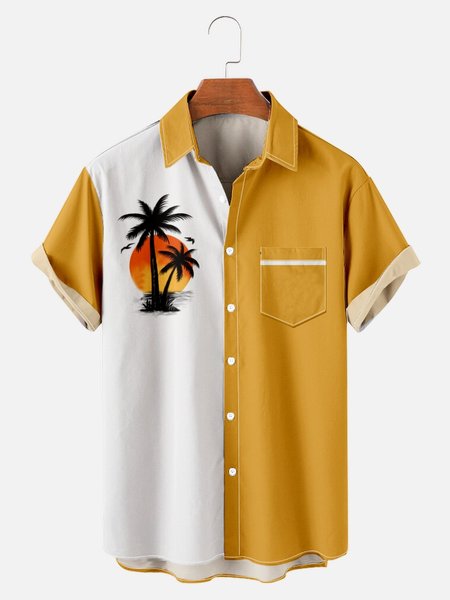 Mens Coconut Tree Printed Breathable Casual Hawaiian Short Sleeve Shirt, Yellow, Men's Floral shirt
Mens Coconut Tree Printed Breathable Casual Hawaiian Short Sleeve Shirt, Yellow, Men's Floral shirt