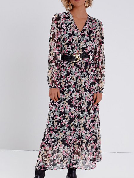 V Neck Vacation floral Loosen long sleeve women Long sleeve women Dress, Black, Dresses
V Neck Vacation floral Loosen long sleeve women Long sleeve women Dress, Black, Dresses