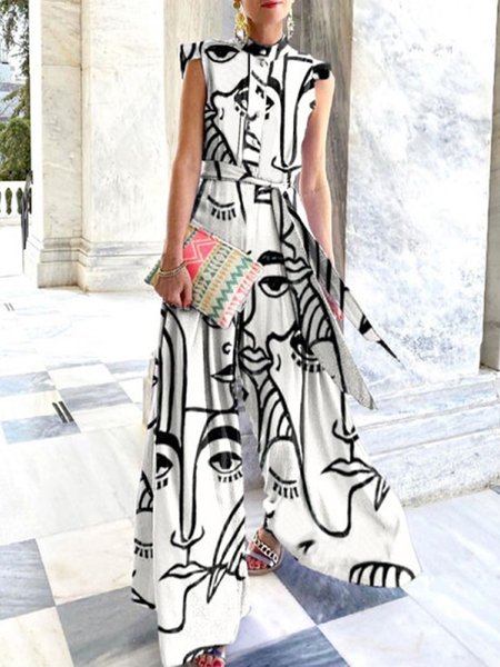 Abstract Face Printed Cap Sleeves Plus Size Casual Jumpsuits, Black-white, Jumpsuits
Abstract Face Printed Cap Sleeves Plus Size Casual Jumpsuits, Black-white, Jumpsuits
