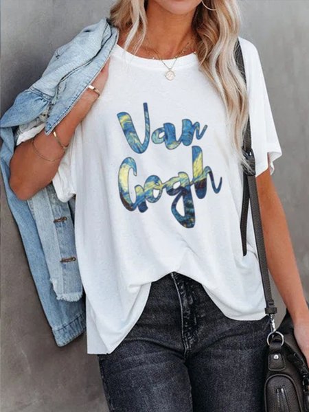 Vintage Art Classic Loosen Letter crew neck short sleeve Shirts & Tops, White, T-Shirts
Vintage Art Classic Loosen Letter crew neck short sleeve Shirts & Tops, White, T-Shirts